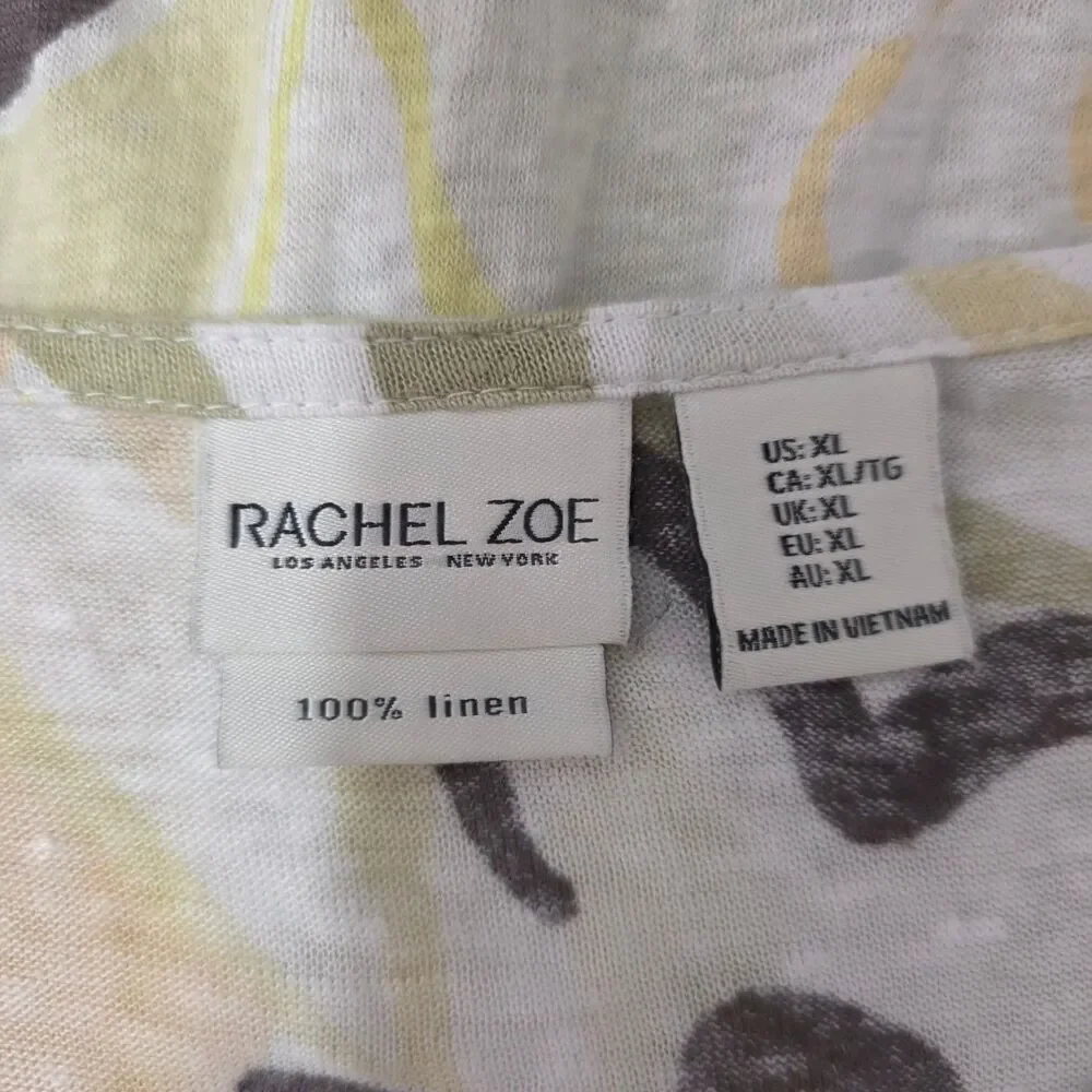 Rachel Zoe 100% Linen Floral‎ Top XL Boho Oversized Lightweight Blouse